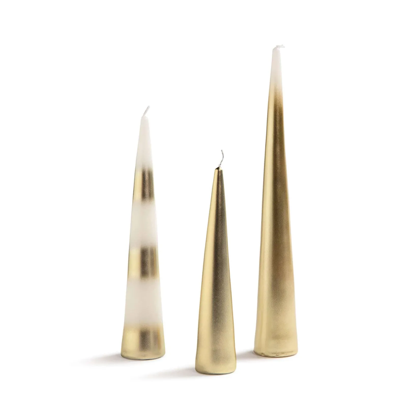 &Klevering Tableware Brands|Table Setting^Set of 3 Gold Conical Candles