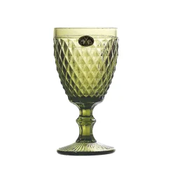 Bright Glassware Tableware Brands^Set of 6 Green Diamond Wine Glasses, 350ml