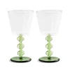 &Klevering Tableware Brands^Set of 2 Green Petal Wine Glasses, 200ml