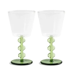 &Klevering Tableware Brands^Set of 2 Green Petal Wine Glasses, 200ml