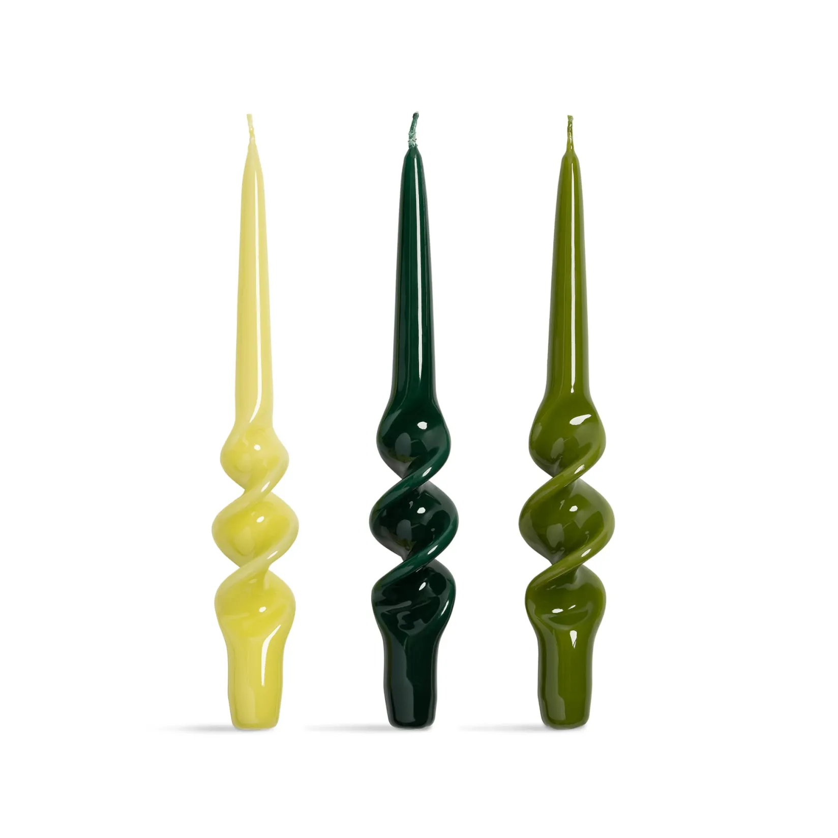 &Klevering Table Setting|Tableware Brands^Set of 3 Green Spiral Candles