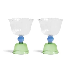 &Klevering Table Setting|Drinking Glasses^Set of 2 Green Tulip Coupe Glasses
