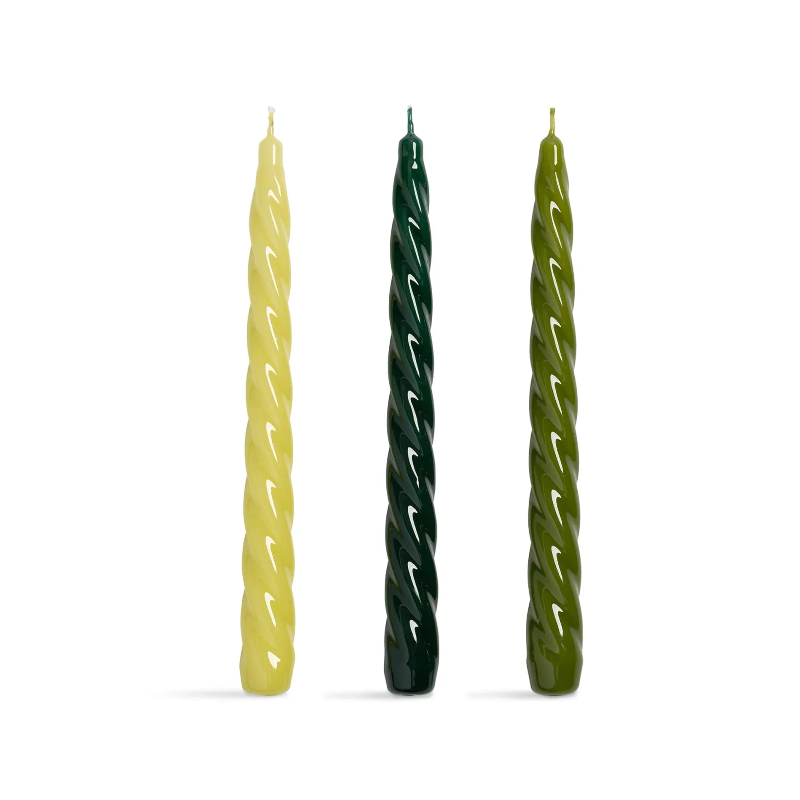 &Klevering Table Setting|Tableware Brands^Set of 3 Green Twisted Candles