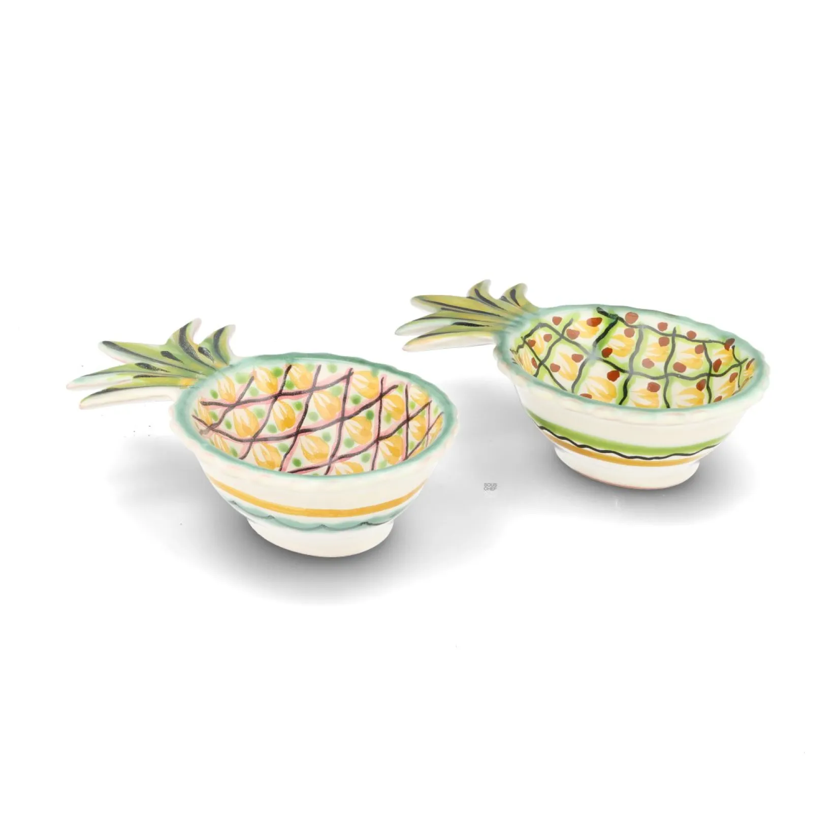 Gorky Pottery Plates|Crockery & Dinnerware^Set of 2 Mexican Hand Painted Pineapple Plates, 18cm