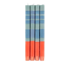 British Colour Standard Table Setting|Tableware Brands^Set of 4 Orange Mint Striped Candles