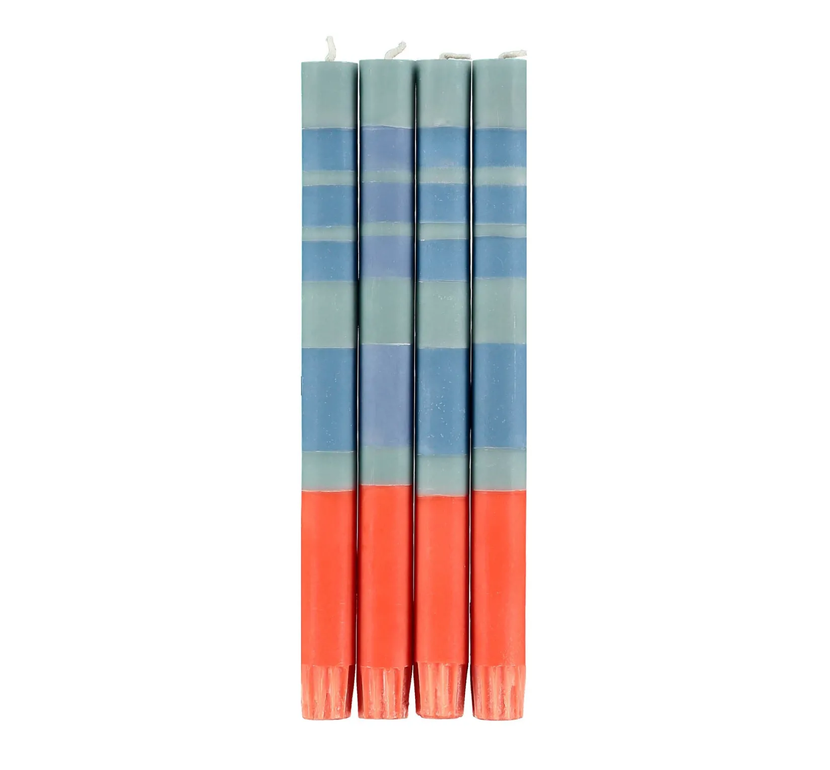 British Colour Standard Table Setting|Tableware Brands^Set of 4 Orange Mint Striped Candles