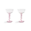 &Klevering Table Setting|Drinking Glasses^Set of 2 Pink Twisted Coupe Glasses