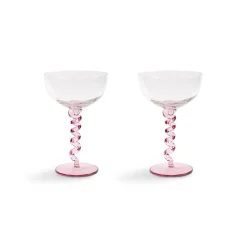 &Klevering Table Setting|Drinking Glasses^Set of 2 Pink Twisted Coupe Glasses