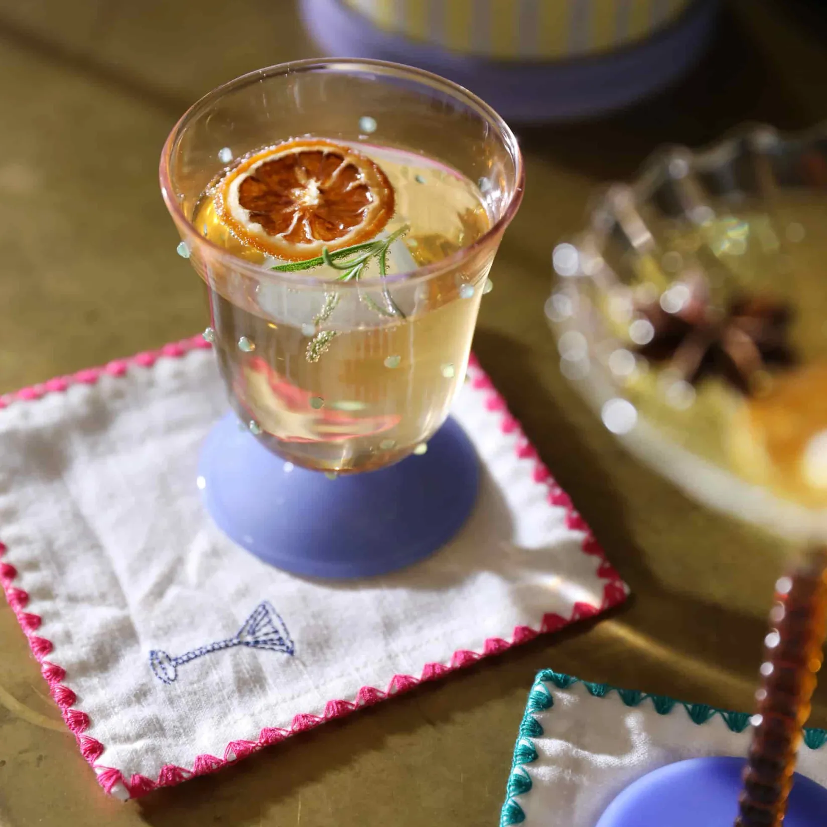 &Klevering Tableware Brands^Set of 2 Purple Dotted Water Glasses, 200ml