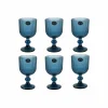 Bright Glassware Tableware Brands^Set of 6 Ribbed Blue Wine Glasses, 255ml