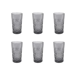 Bright Glassware Tableware Brands|Cocktail Making & Barware^Set of 6 Smoke Hobstar Highball Glasses, 350ml