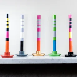 British Colour Standard Table Setting|Tableware Brands^Set of 6 Striped Dinner Candles - Multicolour