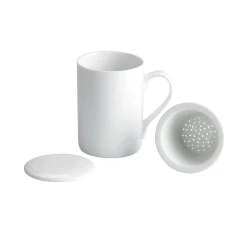 Porcelain Tableware Brands^Set of 6 White Mug with Tea Strainer, 270ml