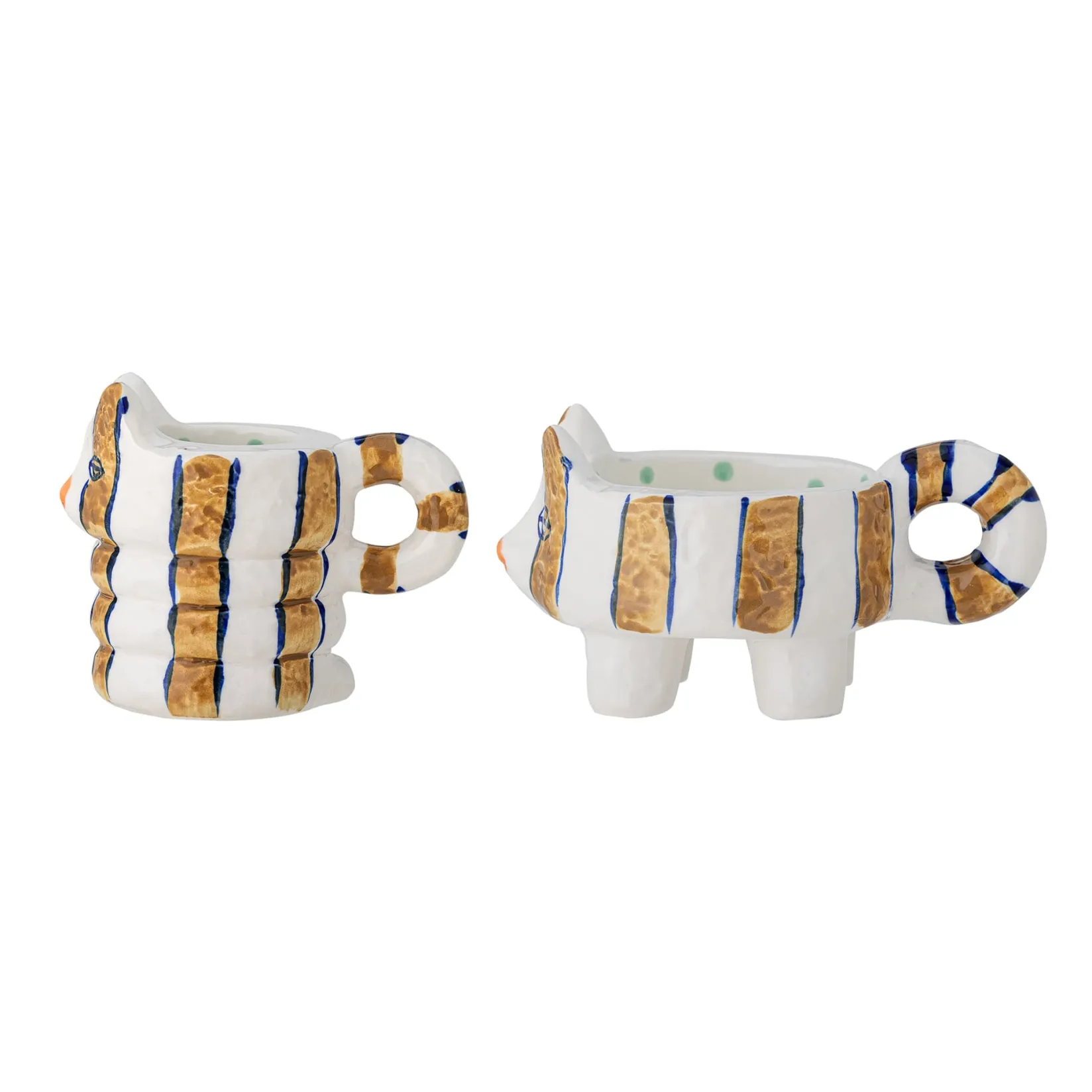 Bloomingville Table Setting|Tableware Brands^Set of 2 Yellow Striped Cat Candle Holders