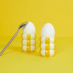 Balvi Tableware Brands^Set of 2 Yellow Striped Egg Cups