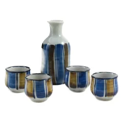 Kiji Stoneware & Ceramics Tableware Brands|Japanese Ingredients^Shima Sake Set, 5 Pieces