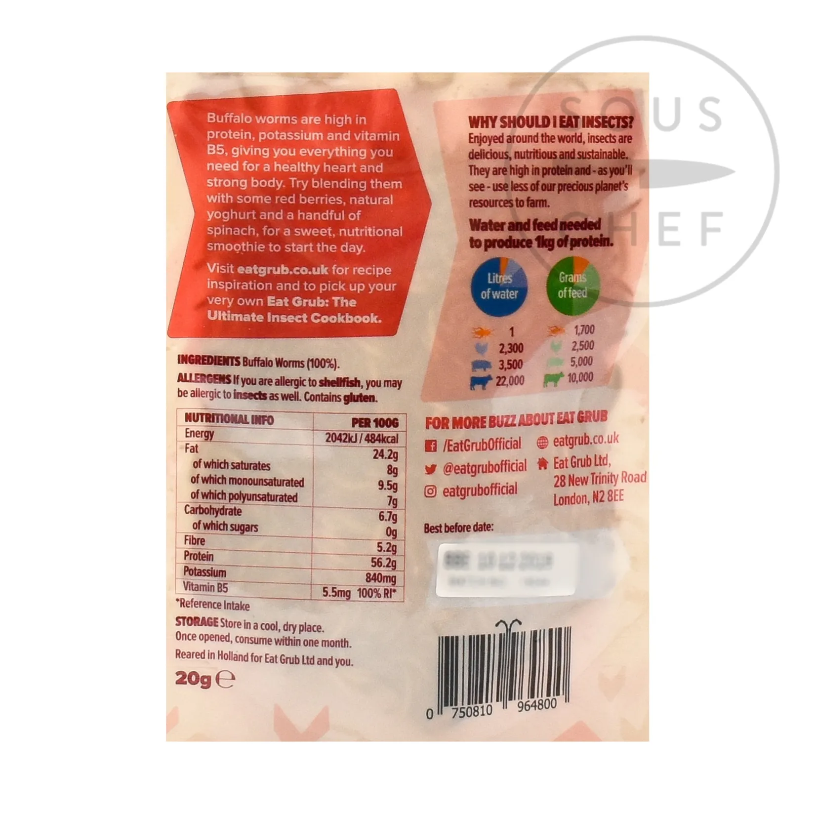 Eat Grub Ingredients Brands|Made In The Uk^Short Dated Edible Buffalo Worms, 20g
