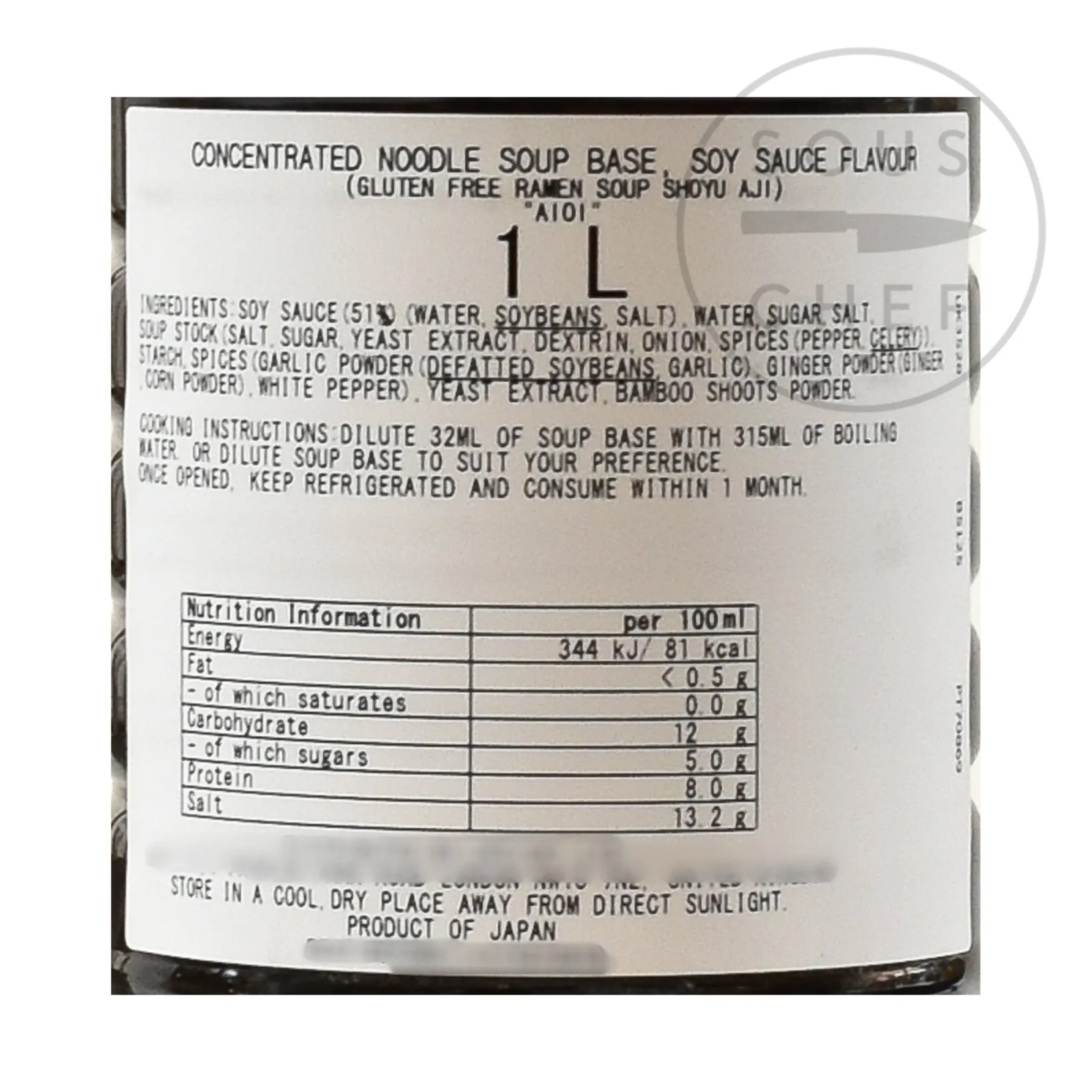 Aioi Japanese Ingredients|Stock & Bouillon^Shoyu Ramen Soup Base, 1 litre