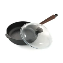 Skeppshult Pots & Pans^Traditional Cast Iron Deep Saute Pan with Lid, 25cm