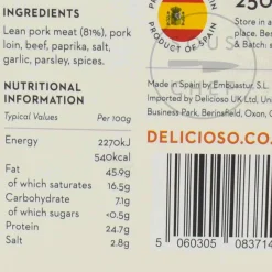 Delicioso Ingredients Brands|Spanish Ingredients^Smoked Asturian Chorizo Dulce, 250g