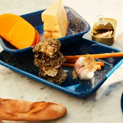 Kapka Enamel Middle Eastern Ingredients|Baking Supplies & Equipment^Splatter Fest Enamel Roasting and Serving Dish, Cobalt Blue