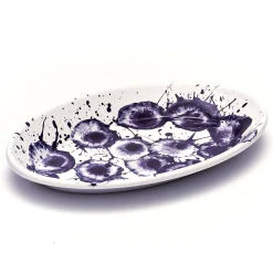 Kapka Enamel Middle Eastern Ingredients|Table Setting^Splatter Madness Enamel Oval Serving Plate, Purple, 31cm