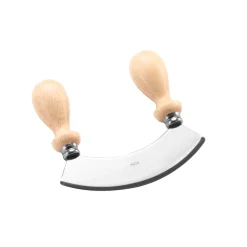 Eppicotispai Kitchen Knives^Stainless Steel 6-Inch Mezzaluna Chopper/Mincer with Wooden Handle