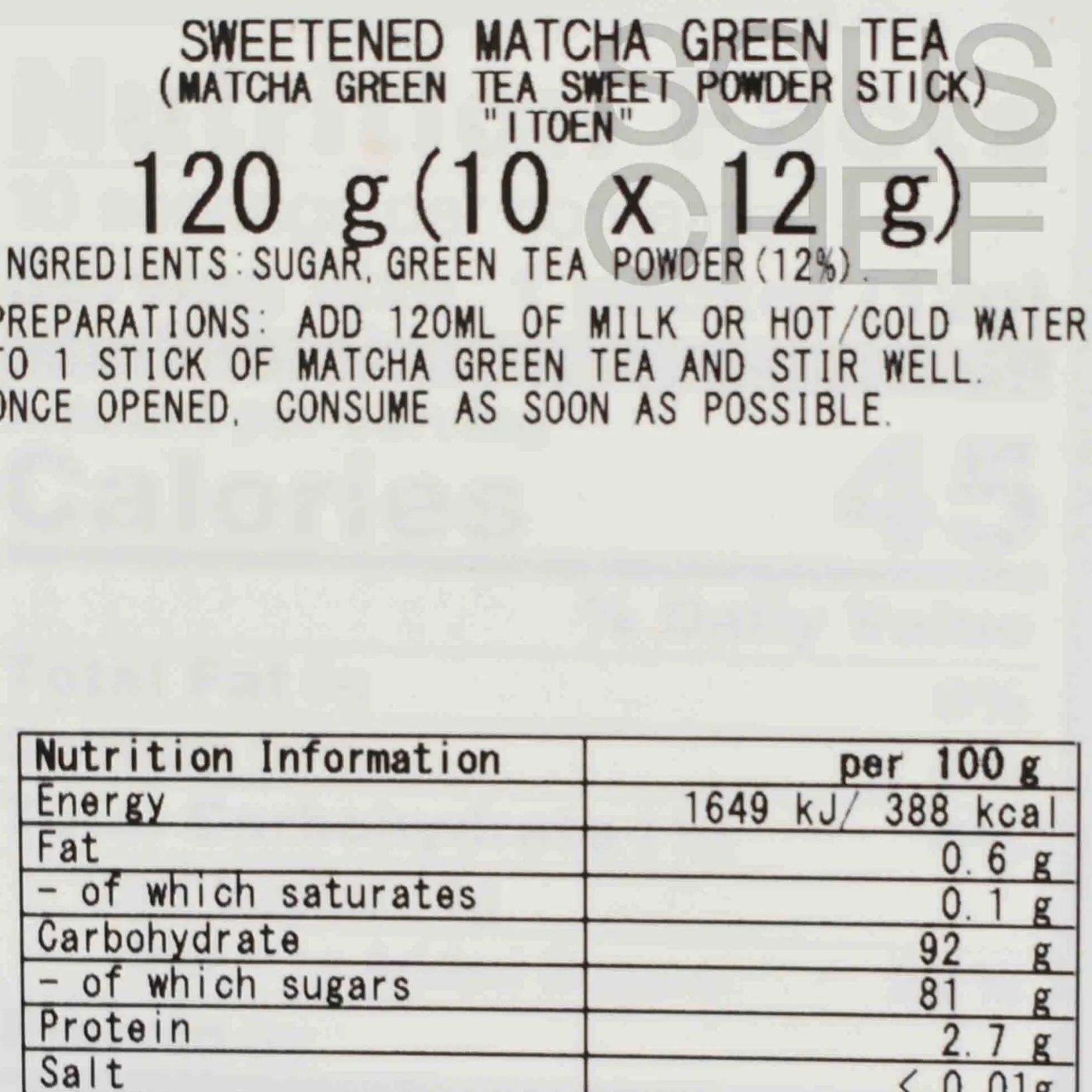 ITOEN Ingredients Brands|Drinks^Sweet Matcha Green Tea Powder, 120g