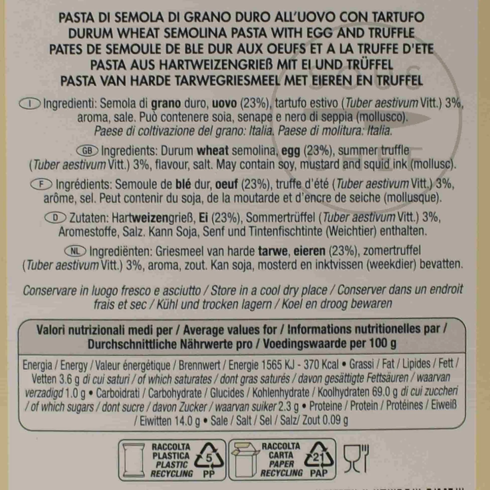 Marini Azzolini Ingredients Brands|Pasta, Rice & Beans^Tagliatelle All'Uovo Truffle Pasta, 250g