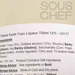 Takara Ingredients Brands|Japanese Ingredients^Kyoto Yuzu Liqueur 12%, 700ml
