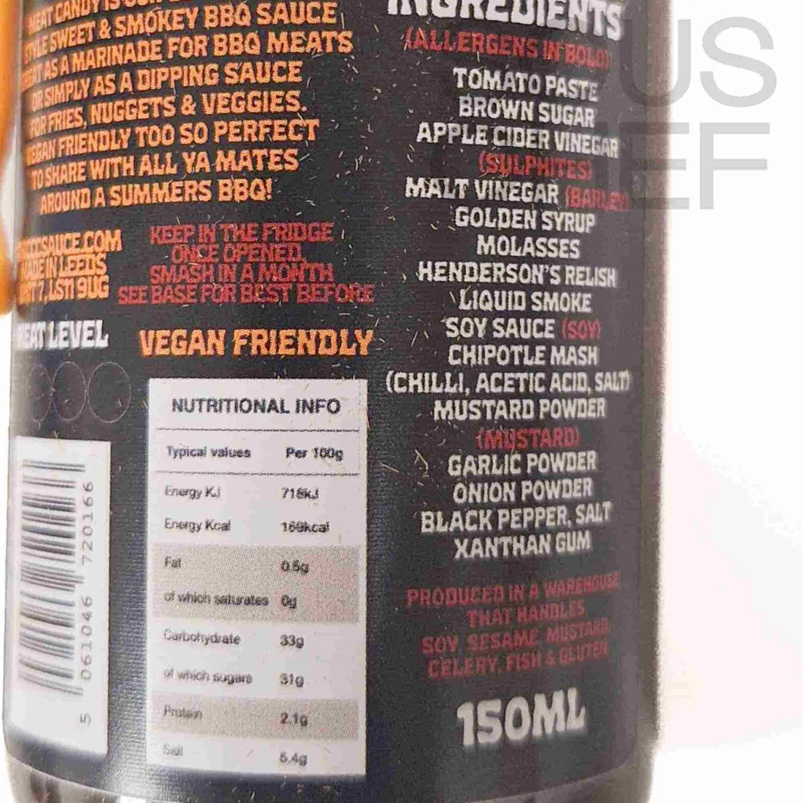 Thiccc Sauce Ingredients Brands|Sauces & Condiments^Meat Candy Texas BBQ Sauce, 150ml