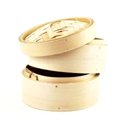 Chinese Cookware Korean Ingredients|Chinese Ingredients^2-Tier Bamboo Steamer With Lid 8" dia
