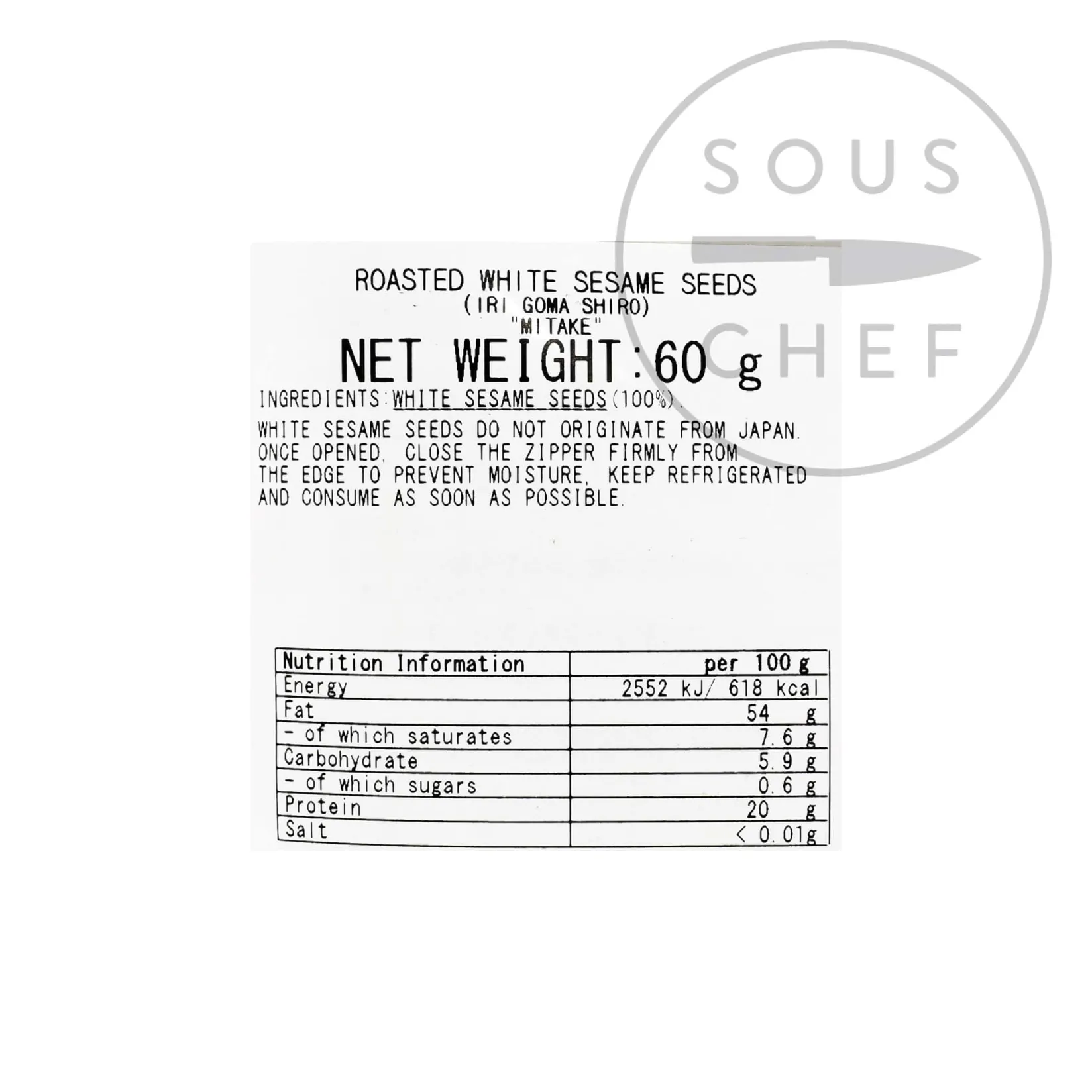 Mitake Ingredients Brands|Korean Ingredients^Toasted White Sesame Seeds, 60g