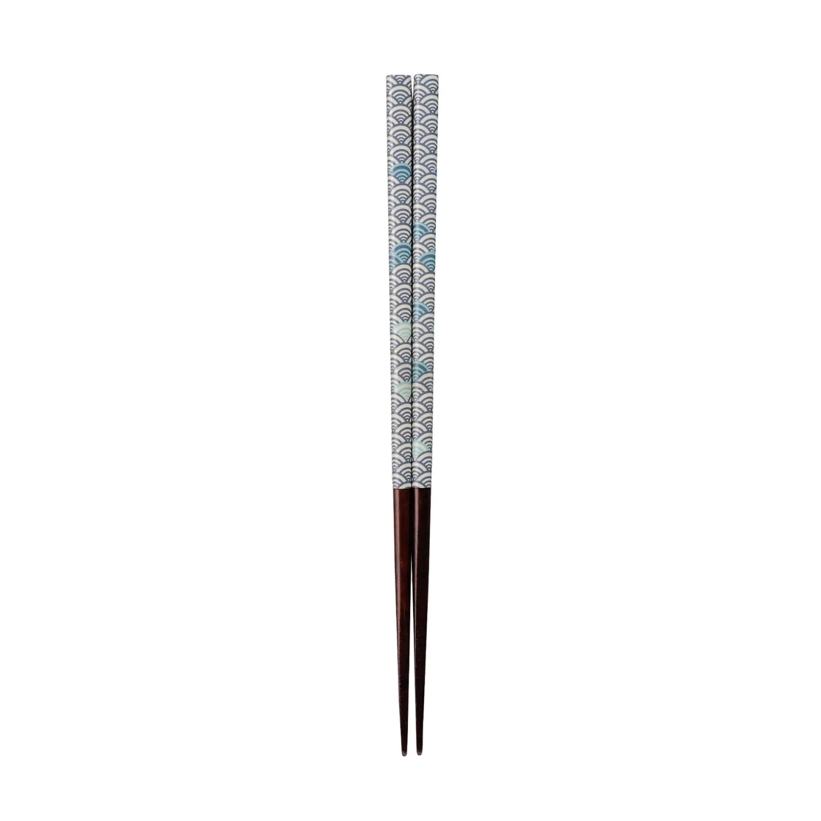 Kawai Co. Ltd Tableware Brands|Japanese Ingredients^Traditional Japanese Lancewood Blue Seigaiha Washi Chopsticks, 23cm