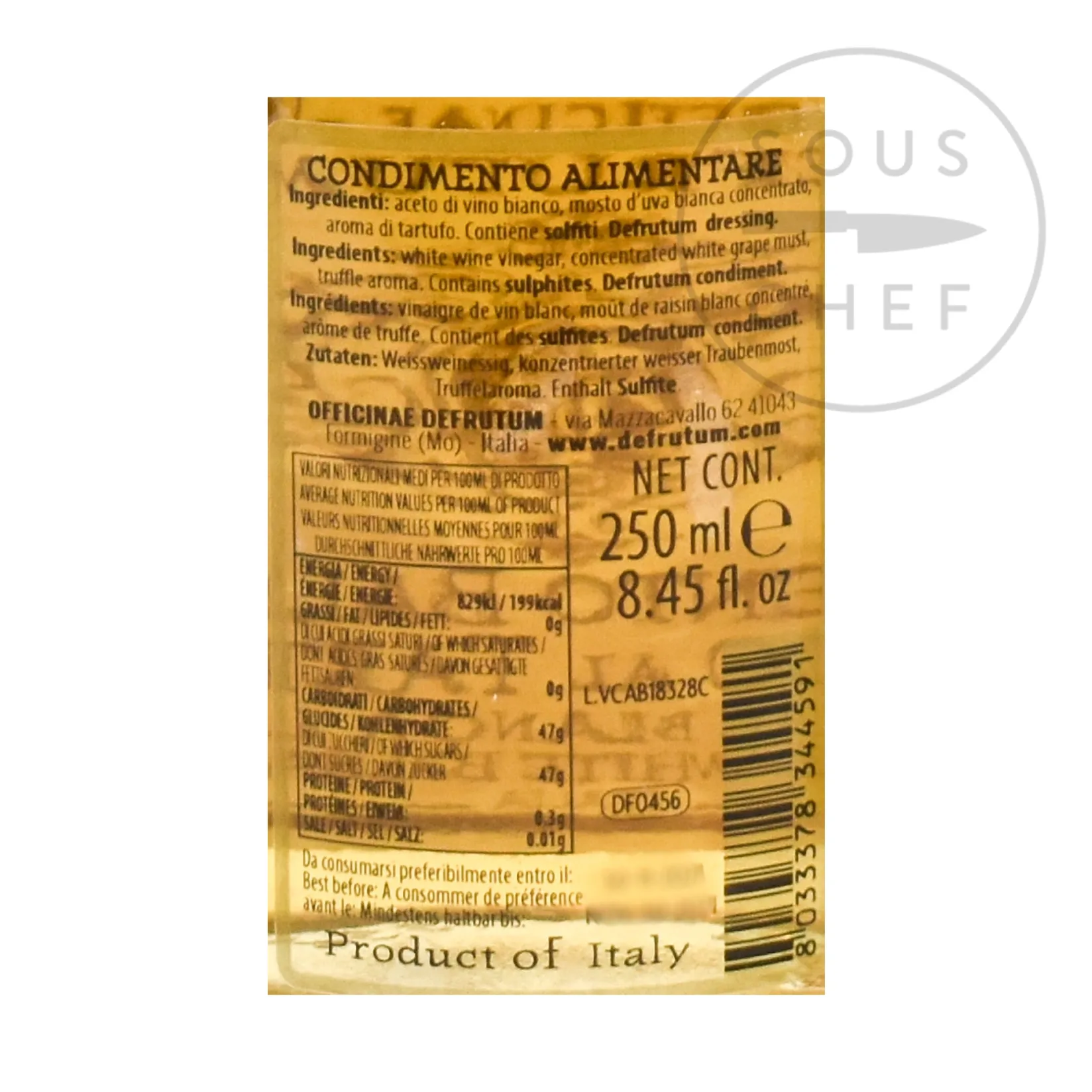 Defrutum Ingredients Brands|Italian Ingredients^Truffle Flavoured White Balsamic Condiment, 250ml