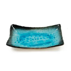 Kiji Stoneware & Ceramics Japanese Ingredients|Serveware^Turquoise Crackle Glaze Platter