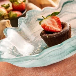 Turkish Tableware Crockery & Dinnerware|Bowls^Turquoise Marble Glass Serving Bowl, 30x23cm