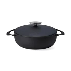 Unilloy Japanese Ingredients|Pots & Pans^Black Japanese Lightweight Cast Iron Shallow Casserole, 24cm
