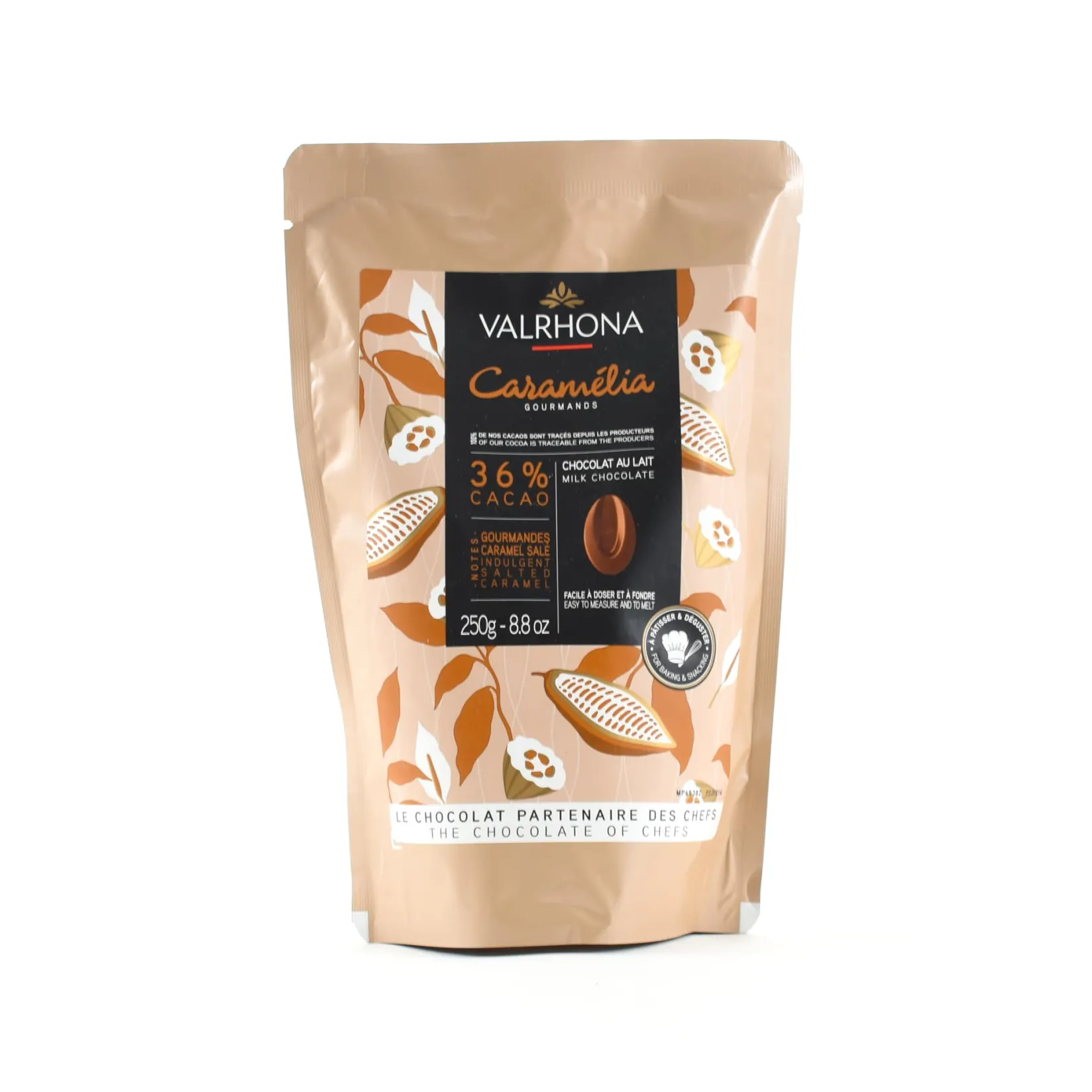 Valrhona French Ingredients|Chocolate & Sweets^Caramelia 36% Milk Chocolate Chips, 250g