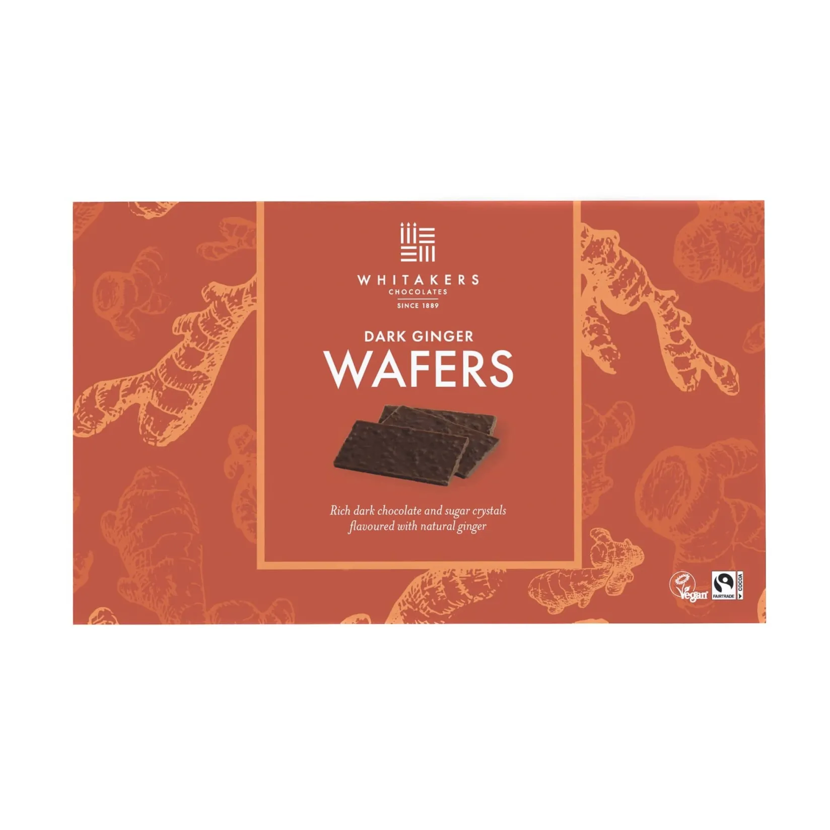 Whitakers Ingredients Brands|Cakes & Bakery^Vegan Dark Chocolate Ginger Wafers, 150g