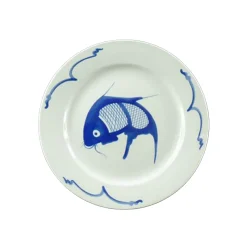 Chinese Tableware Chinese Ingredients|Plates^White & Blue Carp Dinner Plate, 25.5cm