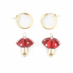 Wolf & Moon Tableware Brands^Red Mushroom Hoop Earrings