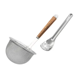 Suncraft Japanese Ingredients|Kitchen Tools & Utensils^Wood Handle Stainless Steel Mesh Miso Strainer with Spoon