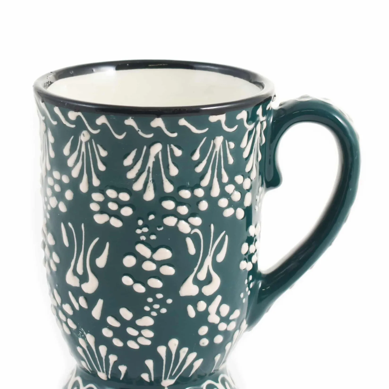 El Boyali Seramikler Tableware Brands^Yesil Ve Beyaz Boyali Mug with Foot, 300ml