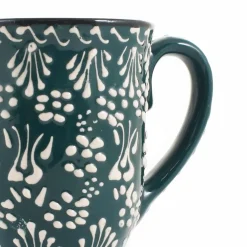 El Boyali Seramikler Tableware Brands^Yesil Ve Beyaz Boyali Mug with Foot, 300ml