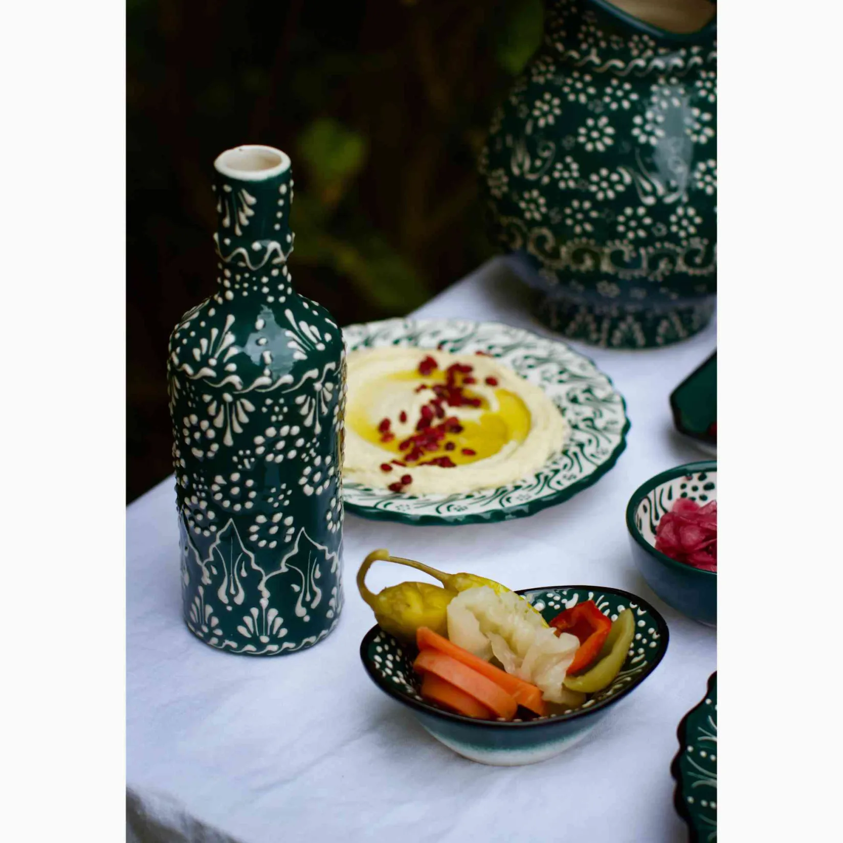 El Boyali Seramikler Tableware Brands|Jugs & Bottles^Yesil Ve Beyaz Boyali Oil Bottle, 395ml