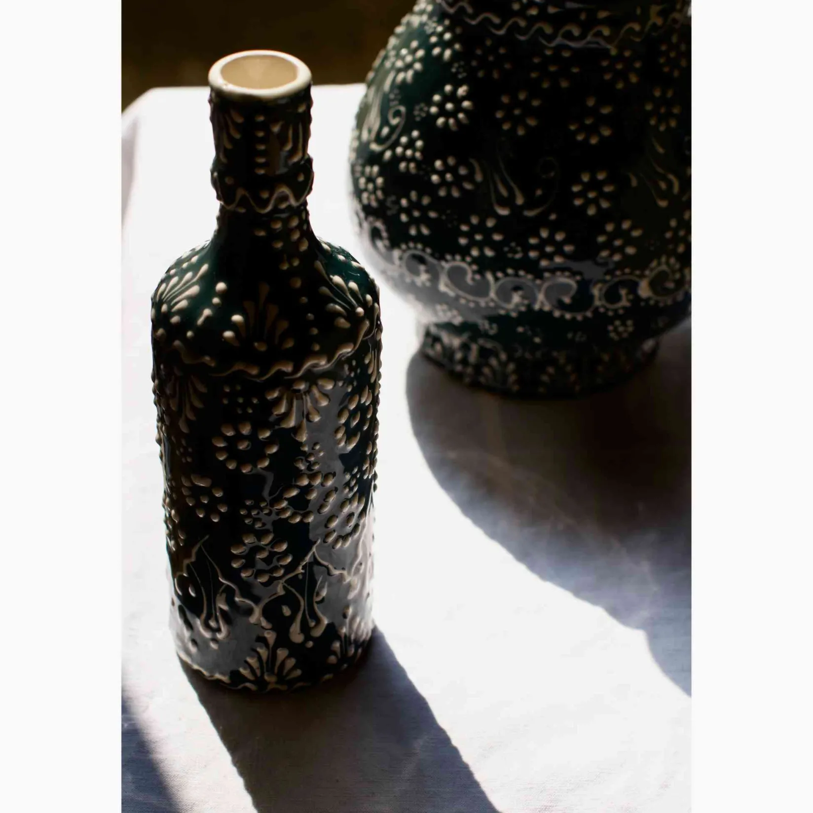 El Boyali Seramikler Tableware Brands|Jugs & Bottles^Yesil Ve Beyaz Boyali Oil Bottle, 395ml