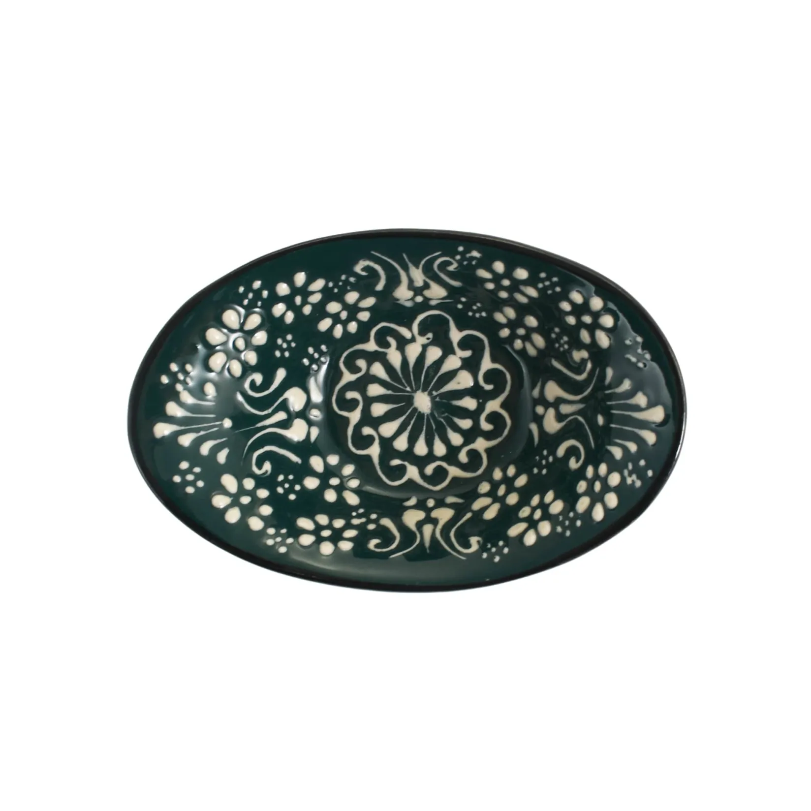 El Boyali Seramikler Tableware Brands|Crockery & Dinnerware^Yesil Ve Beyaz Boyali Oval Bowl, 12.5cm