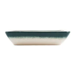 El Boyali Seramikler Tableware Brands^Yesil Ve Beyaz Boyali Rectangular Serving Dish, 18x13cm