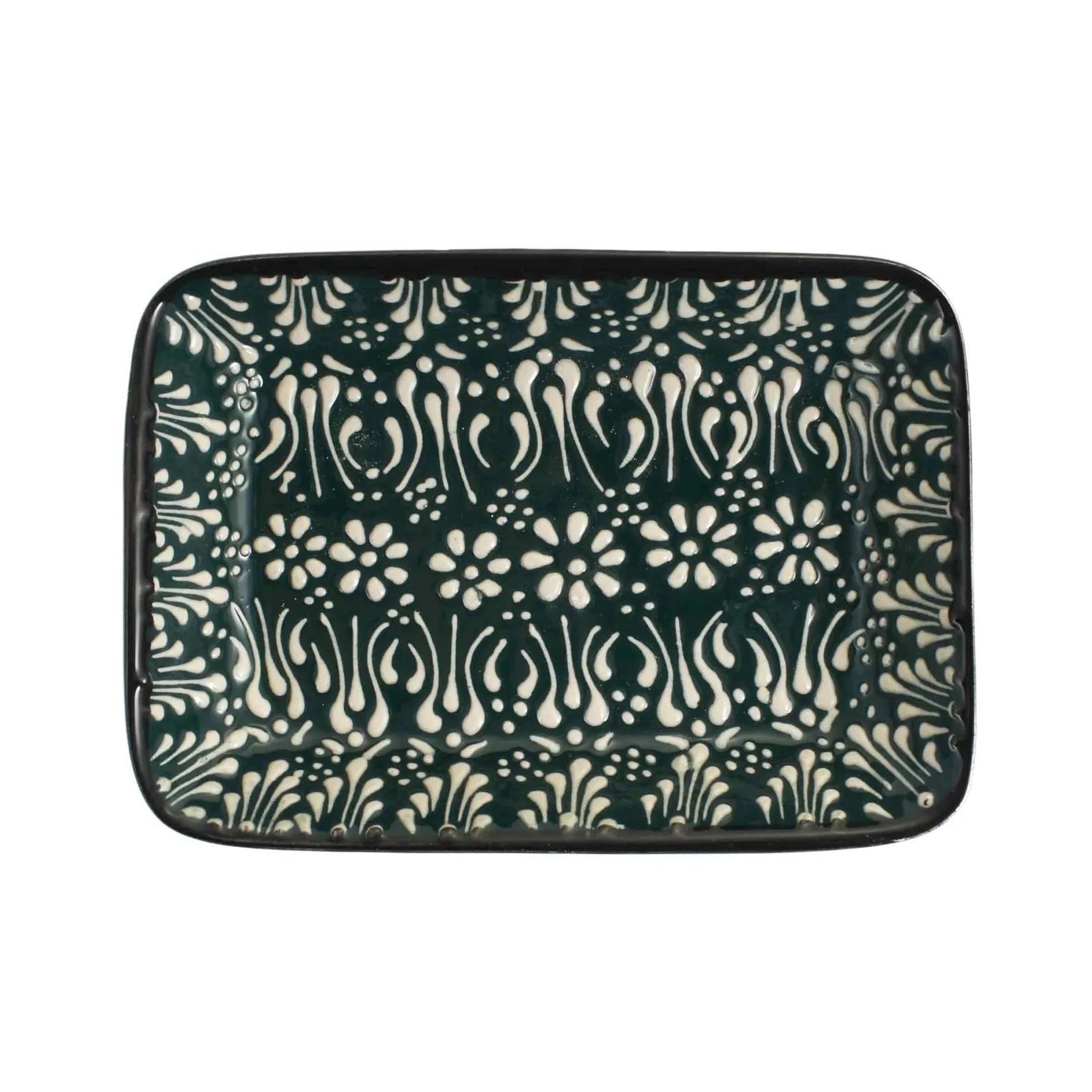El Boyali Seramikler Tableware Brands|Serveware^Yesil Ve Beyaz Boyali Rectangular Serving Dish, 16x11.5cm